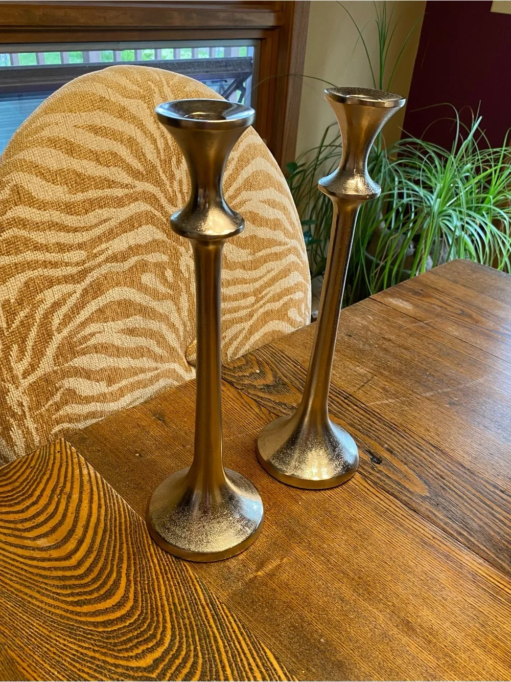 Crate&Barrel Silver Taper Candle Holders - Pair